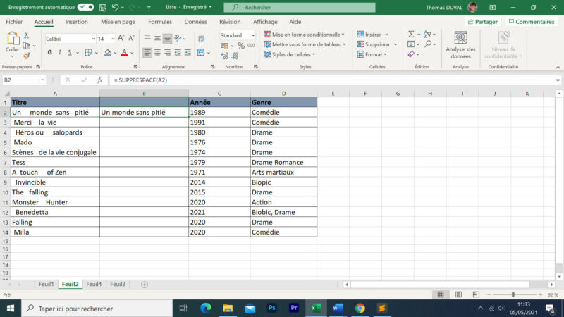 Excel - Supprimer Les Espaces Inutiles Ou En Trop (fonction Supprespace)