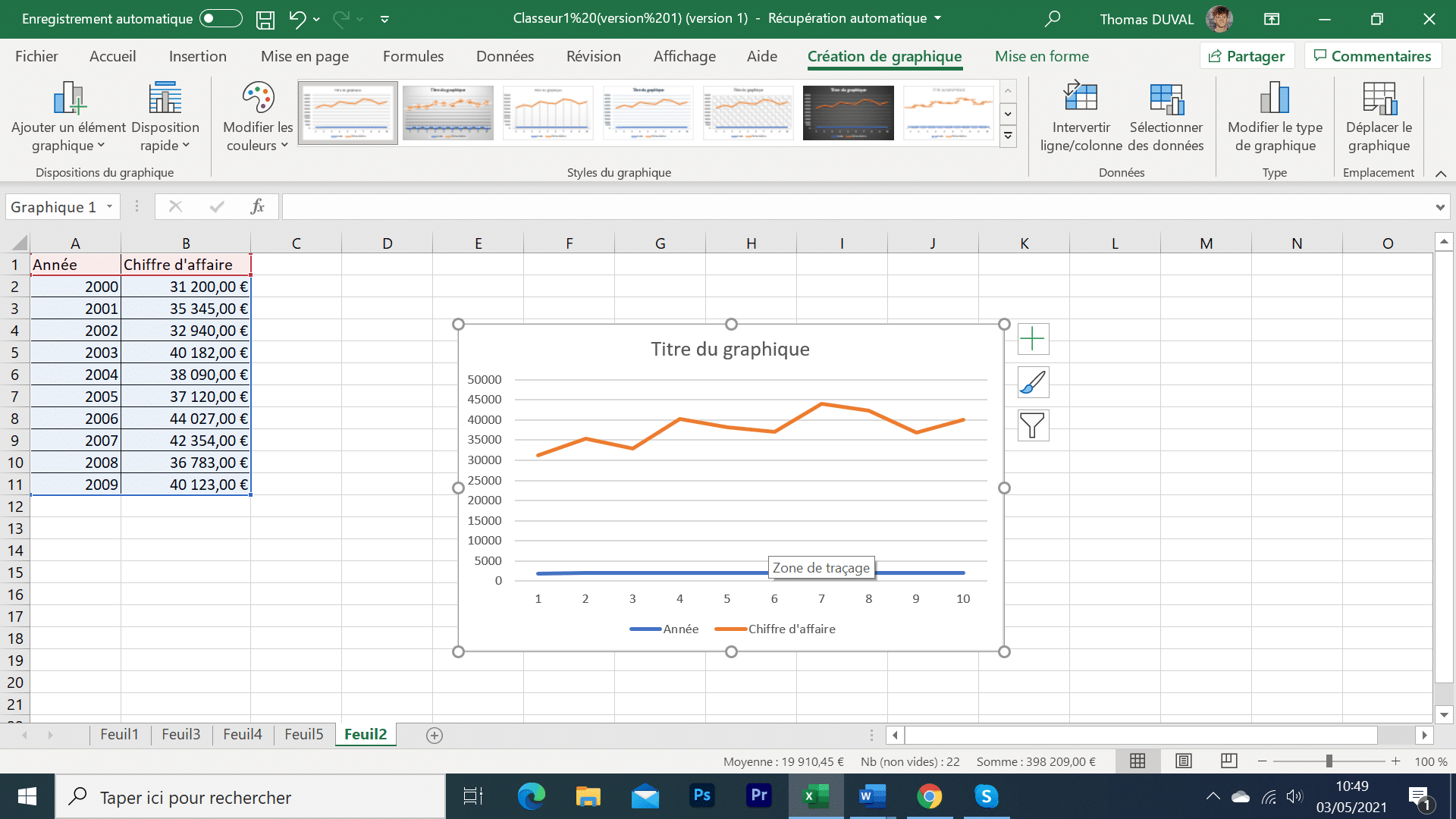 Créer Un Graphique Avec Excel   Cours Débutant