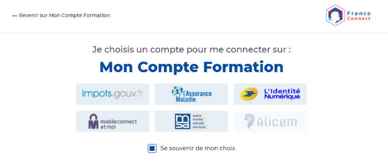 France Connect Compte formation