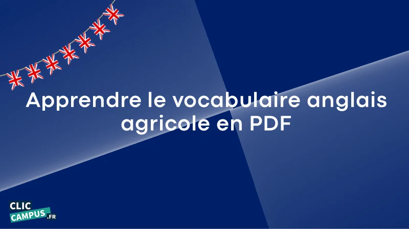 Apprendre le vocabulaire anglais agricole en PDF