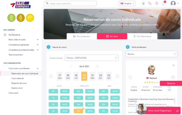 reservation cours intensif francais en ligne
