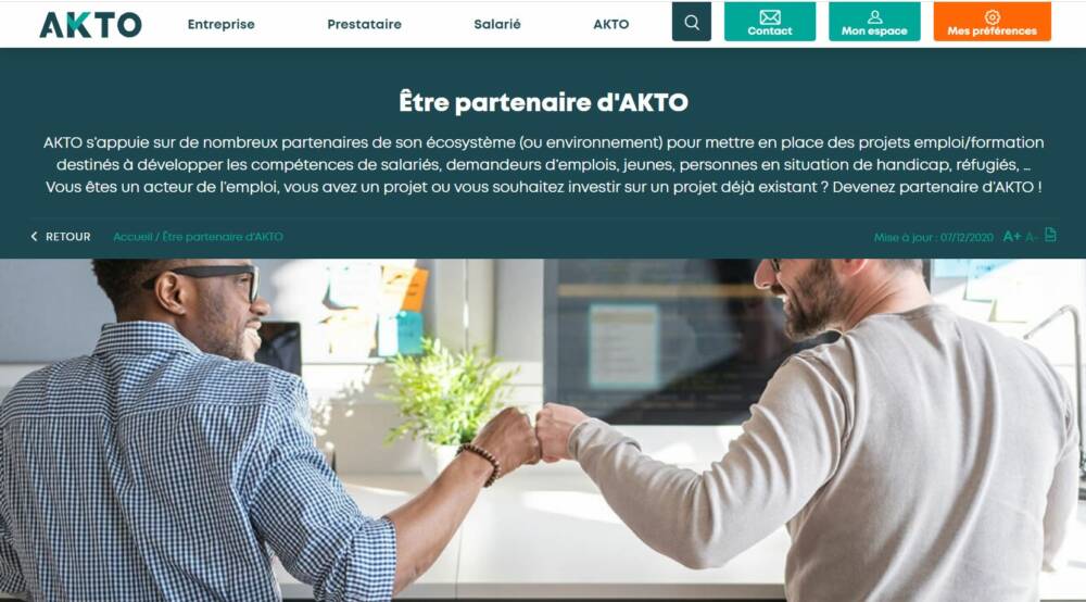 Les différents partenaires de l’OPCO Akto