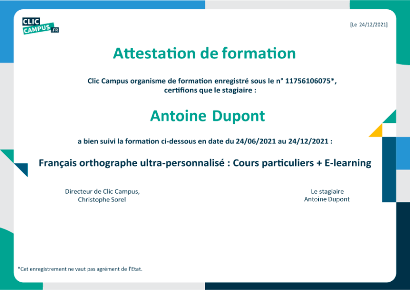 diplome formation francais orthographe