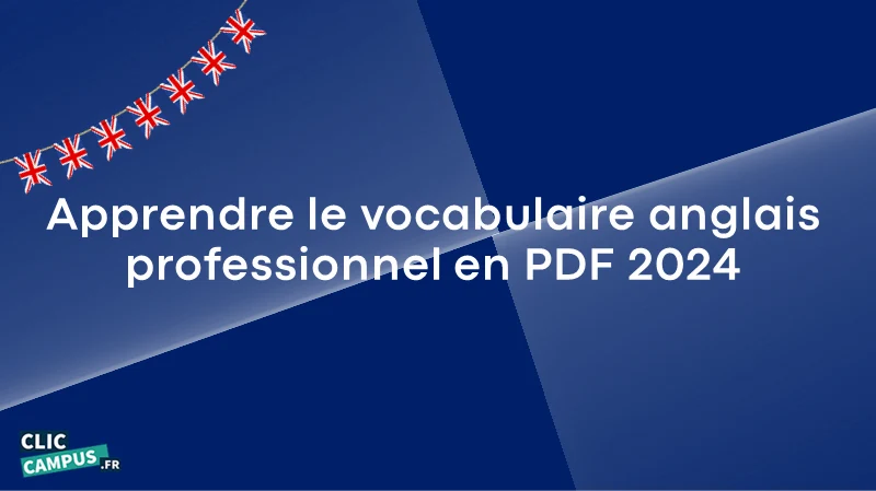 Apprendre le vocabulaire anglais professionnel en PDF 2024