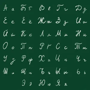 Les lettres de l'alphabet russe en manuscrit