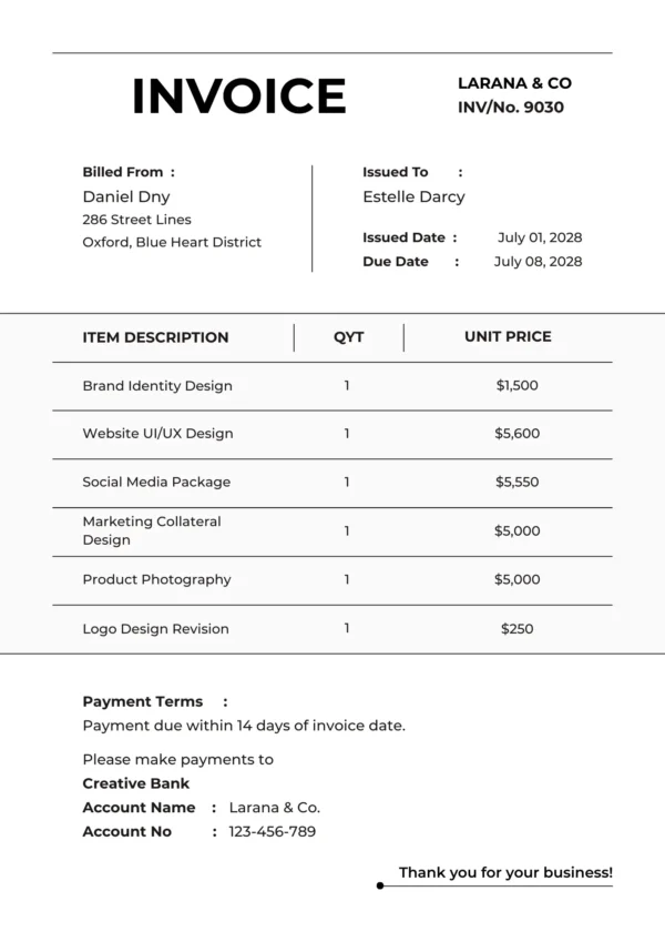 facture en anglais invoice facture en anglais invoice