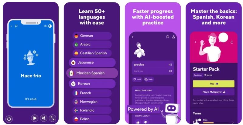 Application mobile Drops pour apprendre le vocabulaire anglais