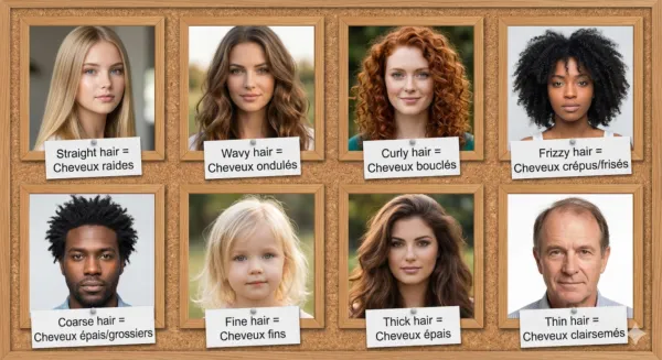 differents types de cheveux en anglais