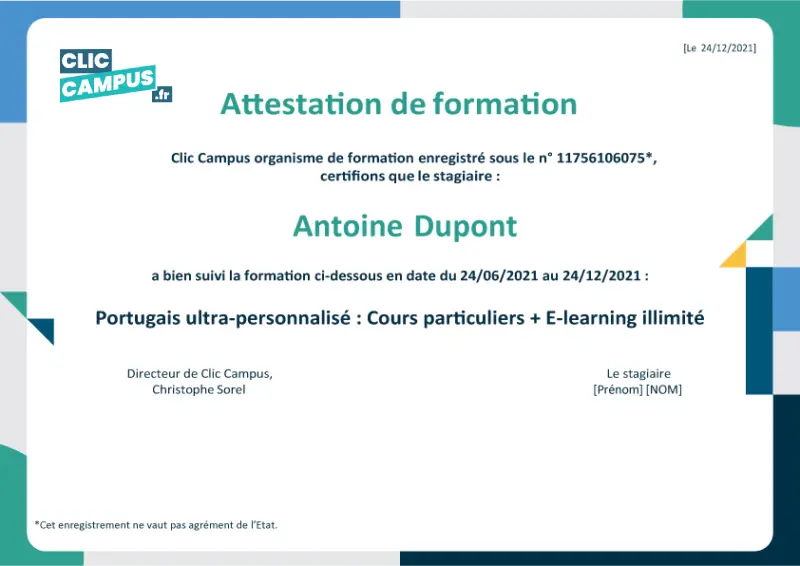 Attestation de formation