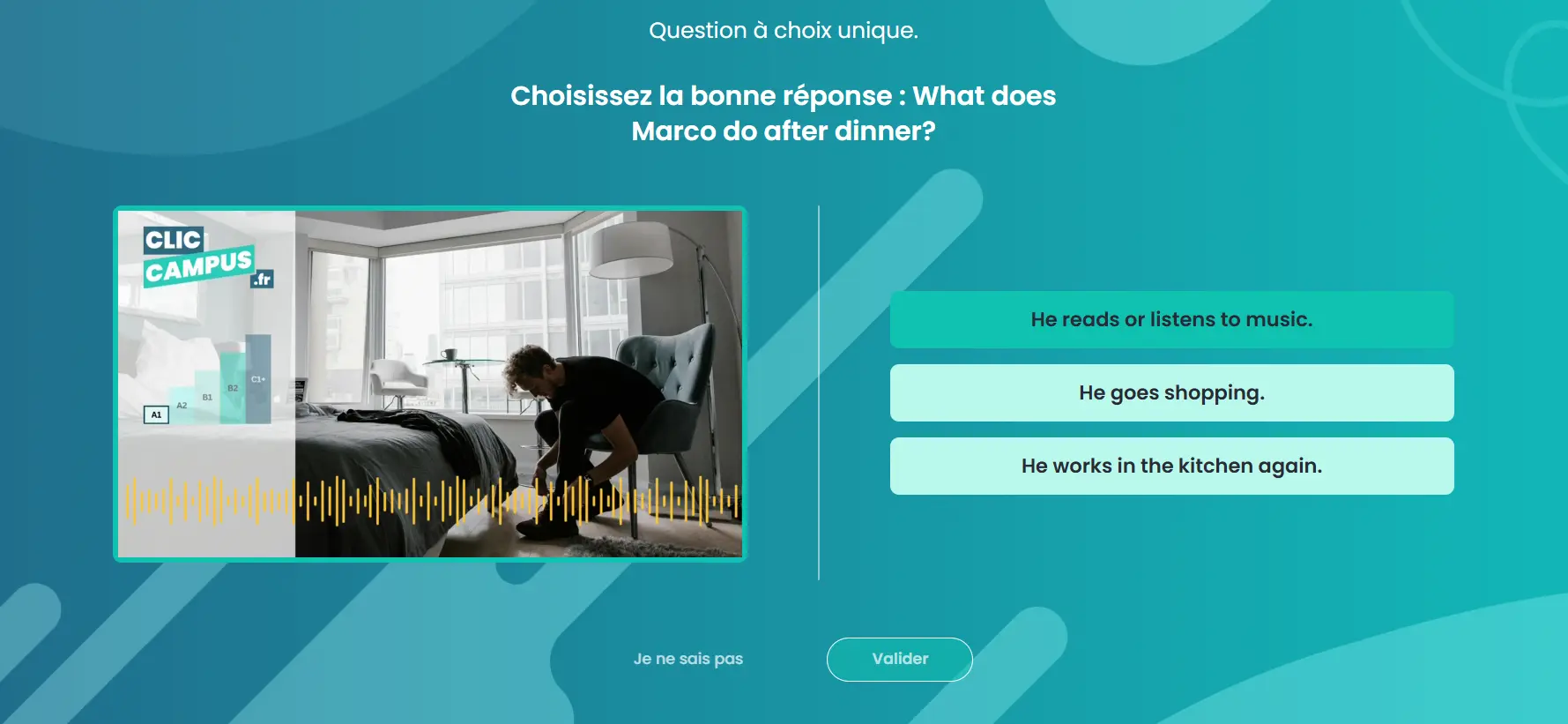 plateforme clic campus exercices test de niveau
