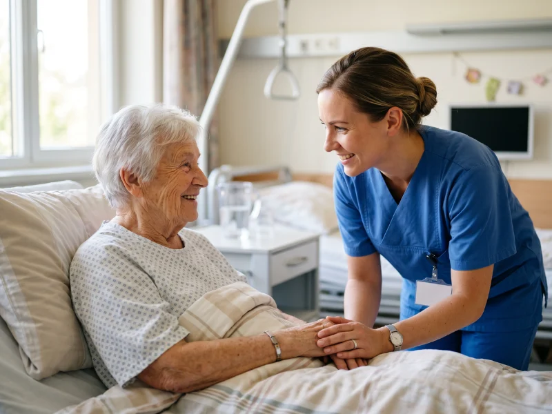 Infirmière communiquant avec une patiente