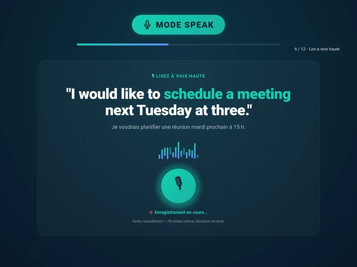 Mode Speak - exercice oral avec waveform - Clic Campus
