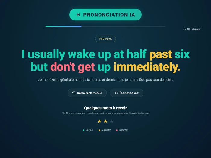 Outil de prononciation IA en temps réel - Clic Campus