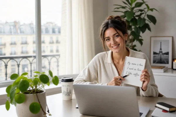 Cours d'anglais niveau A2 en visio avec Clic Campus, apprenante en première conversation simple Where are you from, I went to London last summer