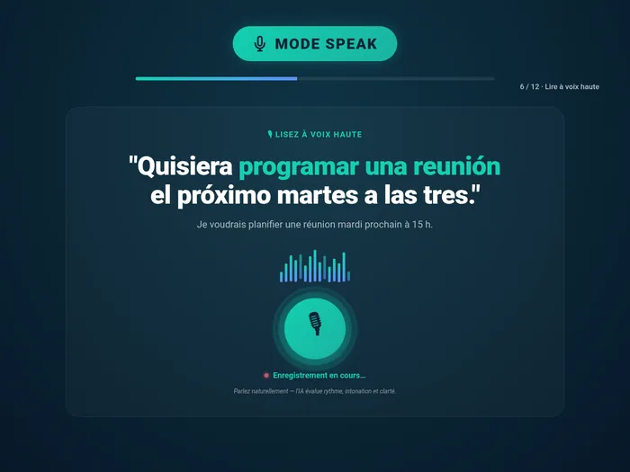 Mode Speak - exercice oral avec waveform - Clic Campus