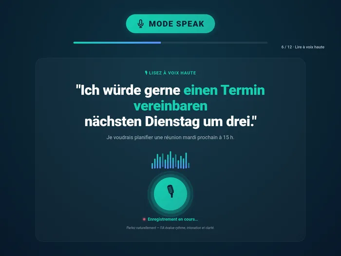 Mode Speak - exercice oral avec waveform - Clic Campus