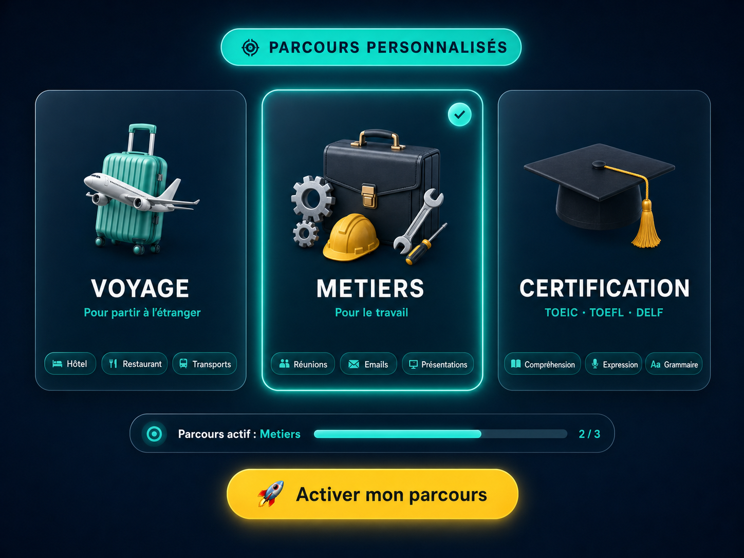 Parcours personnalisés Business Voyage Certification - Clic Campus