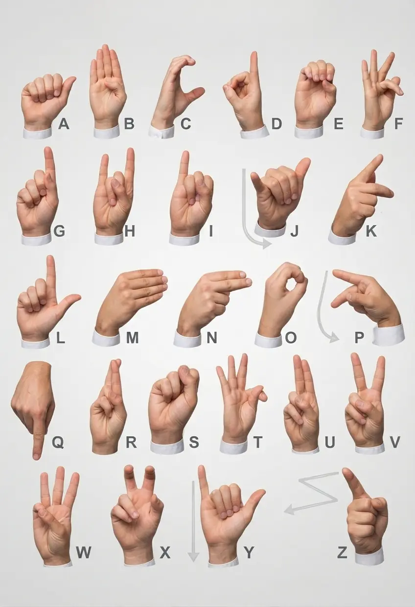 Alphabet dactylologique et chiffres en langue des signes française (LSF) – Toutes les lettres de A à Z et les chiffres illustrés
